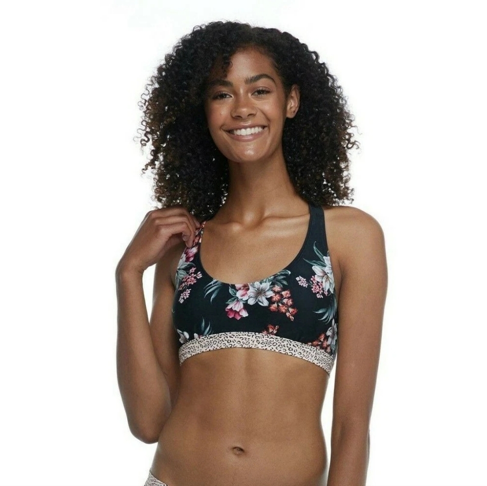 Eidon. Floral Strappy Lightly Padded Bikini Top. Size Large.